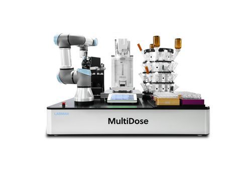 Dosieranlage für Feststoffe - MultiDose - Labman Automation Ltd - für Produkte mit sqchwierigem Ablauf / Pulver / gravimetrisch