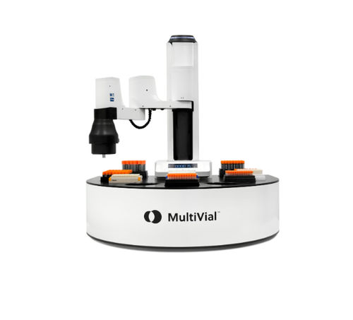 Automatische Etikettiermaschine - Multivial - Labman Automation Ltd - PLC-gesteuert / für Ampullen / für die Pharmaindustrie