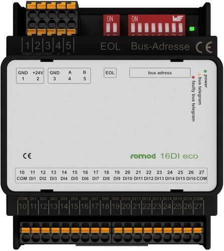 Digitales Eingangsmodul - romod 16DI eco - Romutec Steuer- u. Regelsysteme GmbH - RS-485 / Modbus RTU / 16 Digitaleingänge