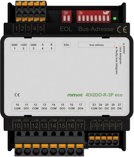 Digitales E/A-Modul - romod 4DIO-R eco - Romutec Steuer- u. Regelsysteme GmbH - RS-485 / Modbus RTU / 4 A