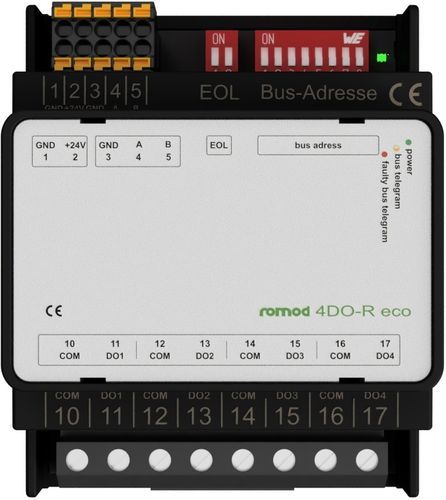 Digitales Ausgangsmodul - romod 4DO-R eco - Romutec Steuer- u. Regelsysteme GmbH - Modbus RTU / RS485 / 4 A