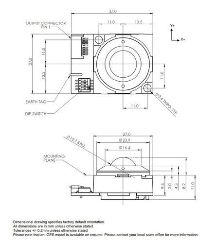 Laser-Trackball - X13 - Cursor Controls - einbaufähig / gehärtet / Präzision