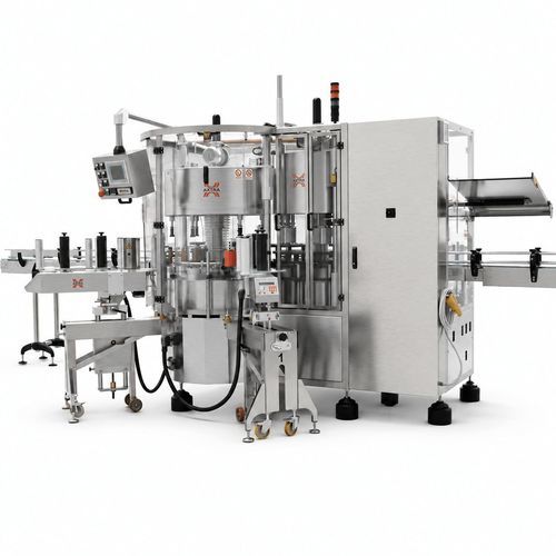 Verschluss- und Etikettiermaschine / Monoblock - Axtra Srl - Dreh / pneumatisch / Inline