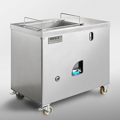 Reinigungsbecken - Micro + Hega Surfaces GmbH - Korb / für Kleinteile / Stahl