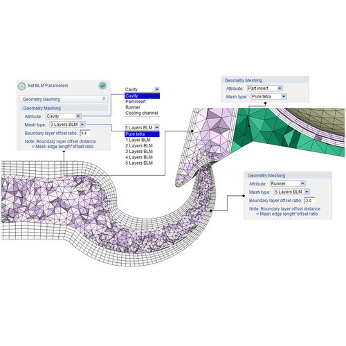 Kunststoffspritzguss-Simulation-Software - Designer BLM - Moldex3D, CoreTech System Co., Ltd. - Vernetzung / Kunststoffspritzgießprozess / 3D