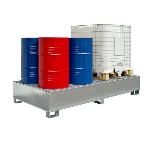 Auffangpalette für IBC-Container - TC 3 - Saebu Morsbach GmbH - für 4 Fässer / Metall / mit verzinktem Gitterrost