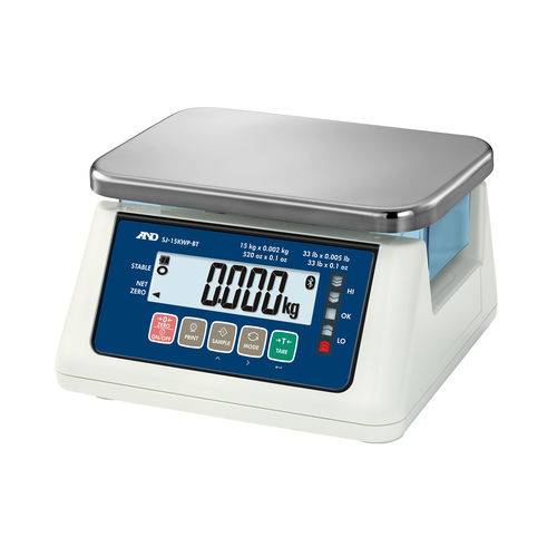 Waage mit LCD-Display - SJ-WP-BT series - A&D COMPANY, LIMITED - IP67 / wasserdicht / Benchtop