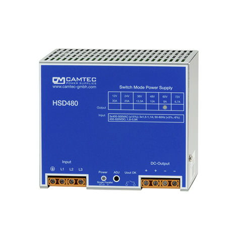 Stromversorgung für DIN-Schiene - HSD04801 - Camtec Power Supplies GmbH - AC/DC / Schaltnetzteil / dreiphasig