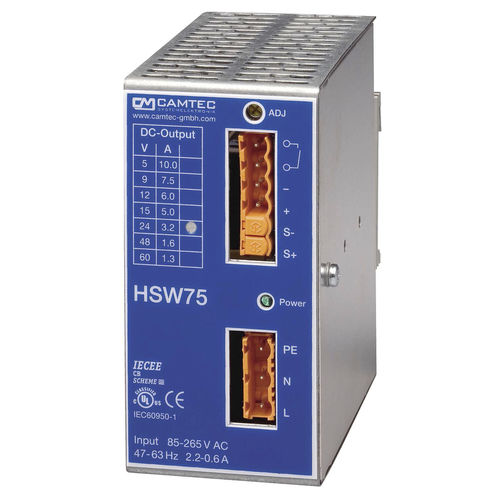 Stromversorgung für DIN-Schiene - HSW00751 - Camtec Power Supplies GmbH - AC/DC / Schaltnetzteil / einphasig