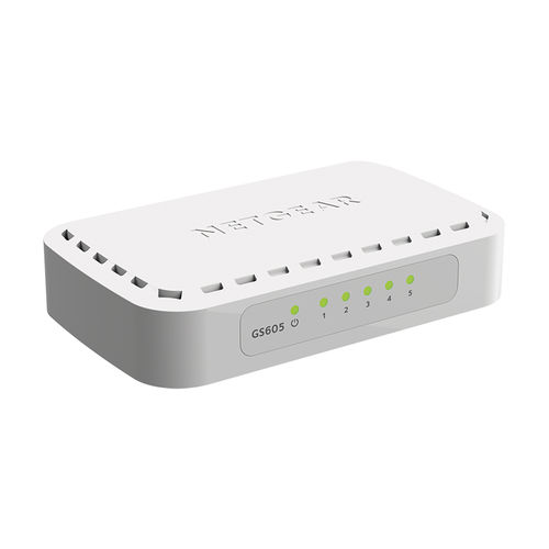 Ethernet-Switch / unmanaged - GS605v5 - NETGEAR - 5 Ports / Gigabit-Ethernet / wandmontiert