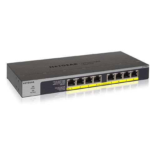 Ethernet-Switch / unmanaged - GS108LP - NETGEAR - 8 Ports / Gigabit-Ethernet / auf einem Gestell montiert