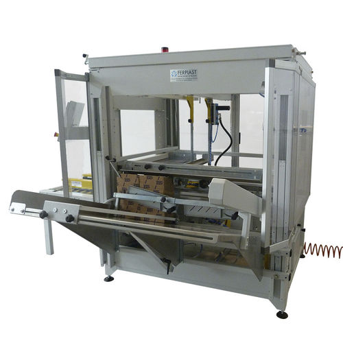 Automatischer Kartonaufrichter - F 2000 - Ferplast - mit Klebeband / Hotmelt-Klebstoff / Verschluss von unten