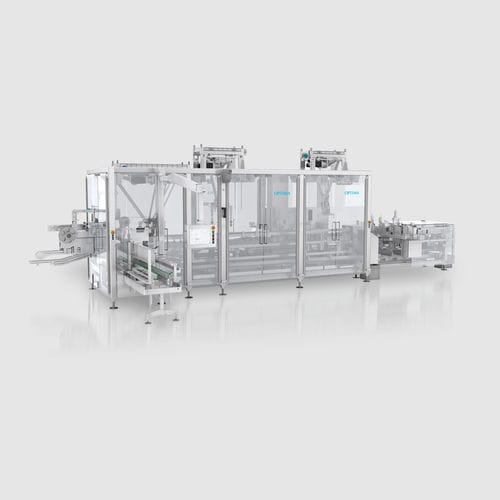 Vertikaler Kartonierer - CMF - OPTIMA packaging group GmbH - für die Kosmetikindustrie / vollautomatisch