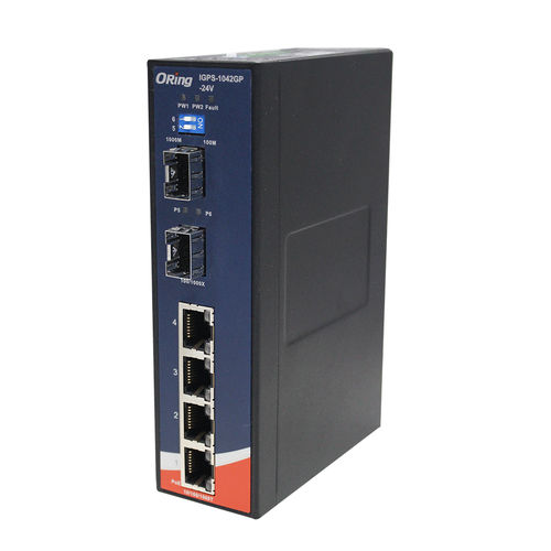 Ethernet-Switch / unmanaged - IGPS-1042GP-24V - Oring Industrial Networking Corp. - 10/100BaseT(X) / 6 Ports / für DIN-Schiene