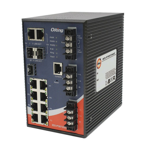 Ethernet-Switch / managed - IES-P3073GC series - Oring Industrial Networking Corp. - 10 Ports / Gigabit / für DIN-Schiene
