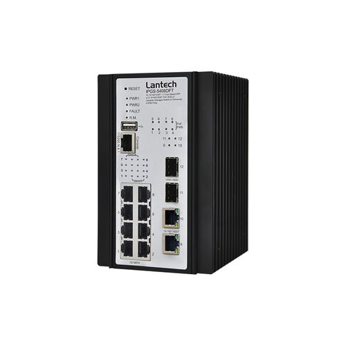 Ethernet-Switch / managed - IPGS-5408DFT-PT series - Lantech Communications Europe GmbH - 12 Ports / Gigabit / für DIN-Schiene