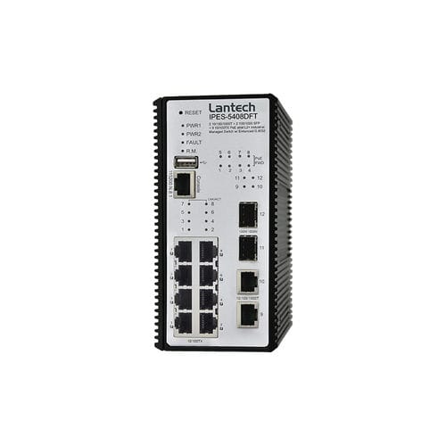 Ethernet-Switch / managed - IPES-5408DFT-PT series - Lantech Communications Europe GmbH - 12 Ports / Gigabit / für DIN-Schiene