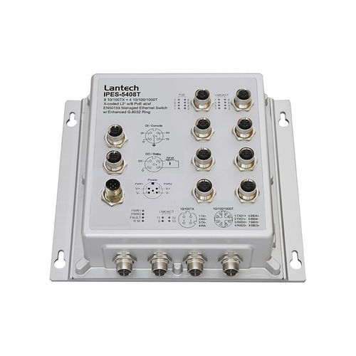 Ethernet-Switch / managed - I(P)ES-5408T - Lantech Communications Europe GmbH - 12 Ports / PoE / EN50155