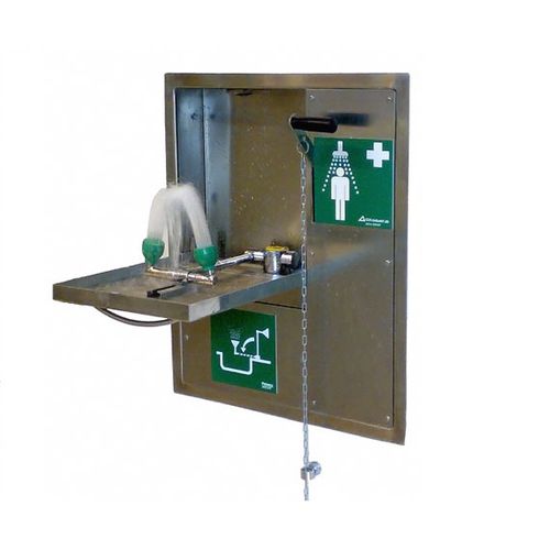 Wandmontierte Augendusche - 822 3599 - GIA Premix AB - auf Plattform montiert / Kunststoff / automatisch