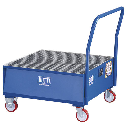 Auffangwanne für 1 Fass - 821ER - BUTTI - Stahl / mit verzinktem Gitterrost / mobil