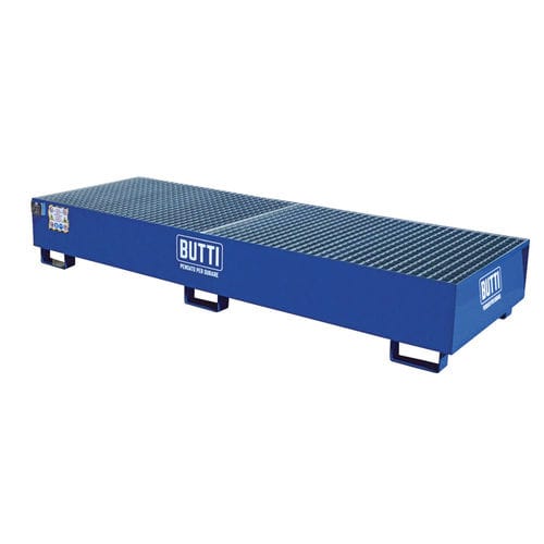 Auffangwanne für 4 Fässer - 8080V4F - BUTTI - Stahl / mit verzinktem Gitterrost / mit abnehmbarem Rost