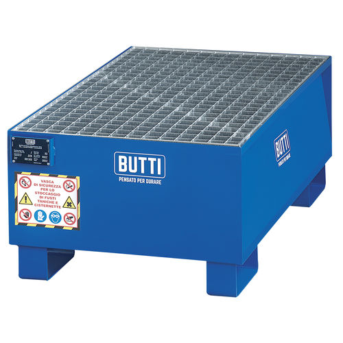 Auffangwanne für 1 Fass - 801VG - BUTTI - Stahl / mit verzinktem Gitterrost