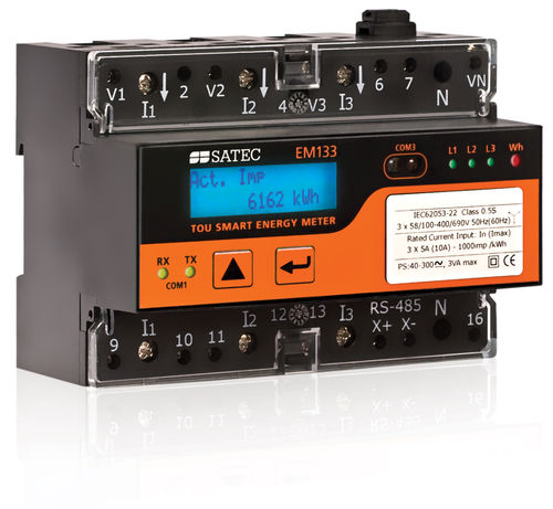 Drehstromzähler - EM133 - SATEC - für DIN-Schiene / RS-485 / mit LCD-Display