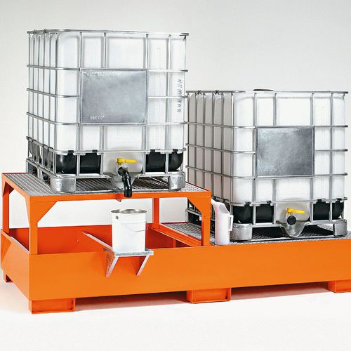 Auffangwanne für Cubitainer - BS112 2C - VEAB - für 2 Fässer / Stahl / mit verzinktem Gitterrost