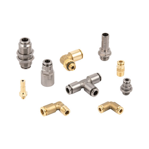 Pneumatischer Anschluss - F-E - METAL WORK - Push-in / 90°-Winkel / Messing
