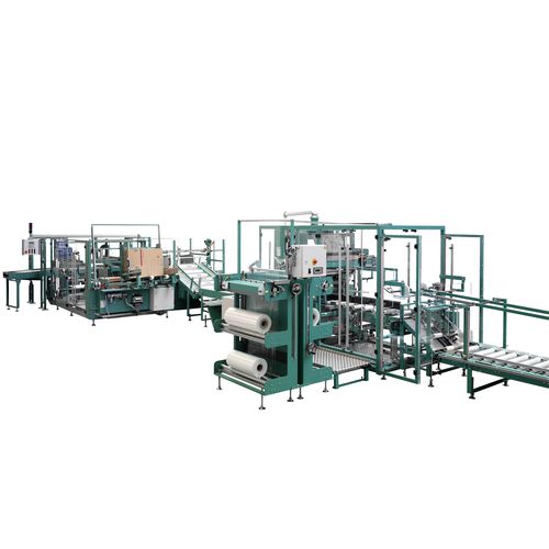 Kartonpacker für Schrumpffolienanlagen / zur Rundumetikettierung - B&B - MAF GmbH & Co. KG - automatisch / für Papier