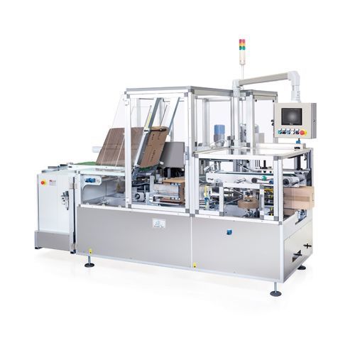 Horizontaler Kartonpacker - V140P - Marchesini Group - automatisch / für Flaschen / für Kosmetik