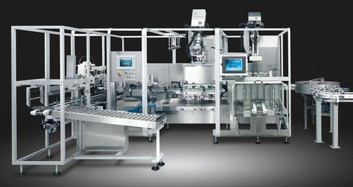 Kartonpacker zur Rundumetikettierung - PEWO-form TLC - Pester Pac Automation - automatisch / für Flaschen / für Pharmaprodukte