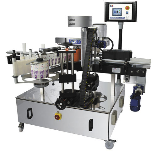 Automatische Etikettiermaschine - M3010FB - PMR System Group - für Töpfe / zur Seitenetikettierung / für die Lebensmittelindustrie