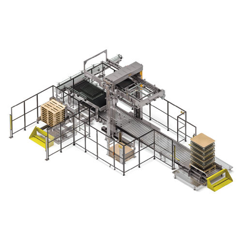 Automatischer Entpalettierer - VEGA 120A - TMG Impianti S.p.a. - Säulen / durch Schub / für die Lebensmittel- und Getränkeindustrie