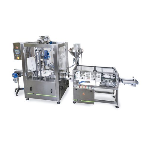 Flaschen-Spül, -Füll und -Verschließmaschine / für die Lebensmittelindustrie - MRT 12 - SEVEN FLUSS S.r.l. - automatisch / Monoblock / volumetrisch