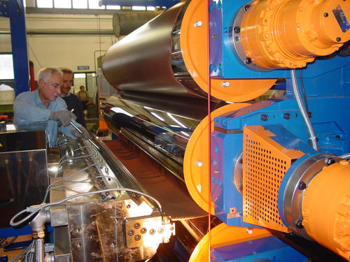 Extrusionsanlage / 3 Schichten - ICMA San Giorgio - für Platten / für WPC