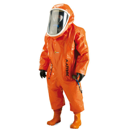 Chemikalienbeständiger Overall - KI GV  - MATISEC - unisex / orange / mit Kapuze