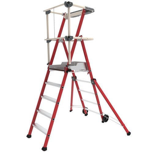 GFK-Leiter - SHERPA FIBERGLASS - TUBESCA - Plattform / mit Rückenschutz