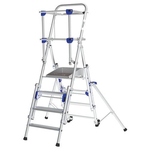 Aluminiumleiter - PROFORT X-TEND - TUBESCA - Plattform / teleskopisch / mit Rückenschutz