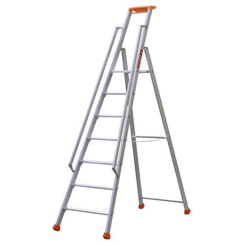 Sockelmontierte Trittleiter - MP PRO - TUBESCA - anodisiertes Aluminium / mit 10 Stufen / mit 12 Stufen