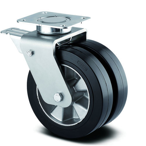 Lenkrolle - DELTA TWIN   - TENTE ® - mit Grundplatte / mit Bremse / Doppel