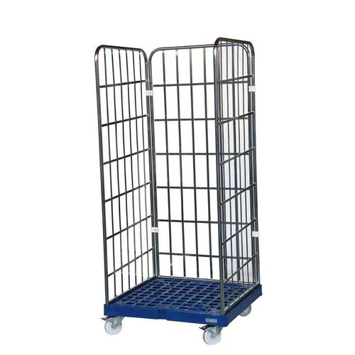 Mehrzweck-Rollcontainer - MRP0807-3S-BL - Arcawa GmbH - Fachböden / Drahtgewebe / 3 Seitenwände