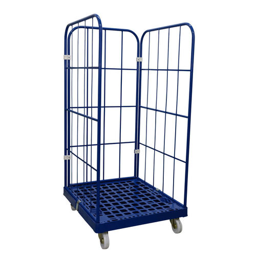Fachböden-Rollcontainer - MRP070815-3S-GBL - Arcawa GmbH - Drahtgewebe / 3 Seitenwände / Kunststoffboden