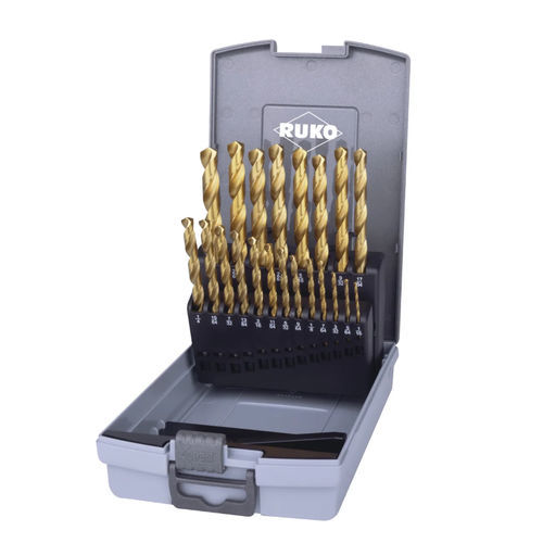 Vollmetall-Bohrerset - 250850TRO - RUKO GmbH Präzisionswerkzeuge - HSS-TiN / mit-TiN Spitzenbeschichtung / DIN 338