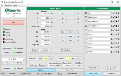 Schnittstellen-Software - GUI - SmarAct GmbH - 3D-Bewegung / Bewegungskontrolle / Positionierung