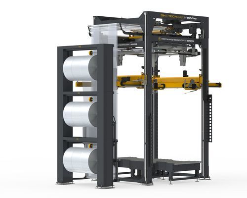 Automatische Haubenmaschine - SH|TECHMAX - INNOVA MAQUINARIA INDUSTRIAL - mit Stretchfolie