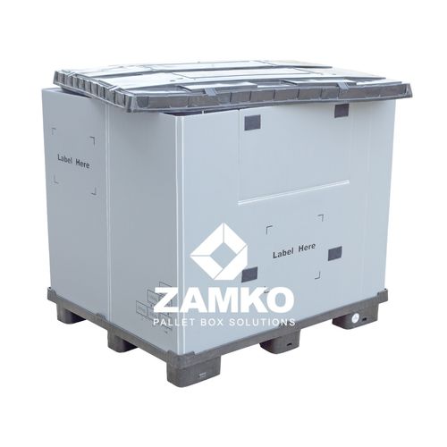 Kunststoff-Palettenbox - PAN.b87.F - ZAMKO - stapelbar / mit Deckel / mit klappbaren Seitenwänden
