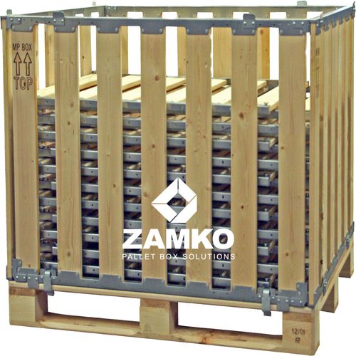 Holzpalettenbox - MPB.b110 - ZAMKO - Lager / Transport / mit seitlicher Öffnung