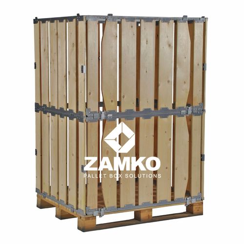 Holzpalettenbox - MPB.b160.P - ZAMKO - Lager / zusammenklappbar / mit seitlicher Öffnung