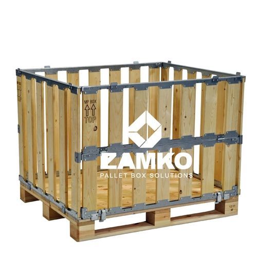 Holzpalettenbox - MPB.b80.F - ZAMKO - Lager / zusammenklappbar / mit klappbaren Seitenwänden